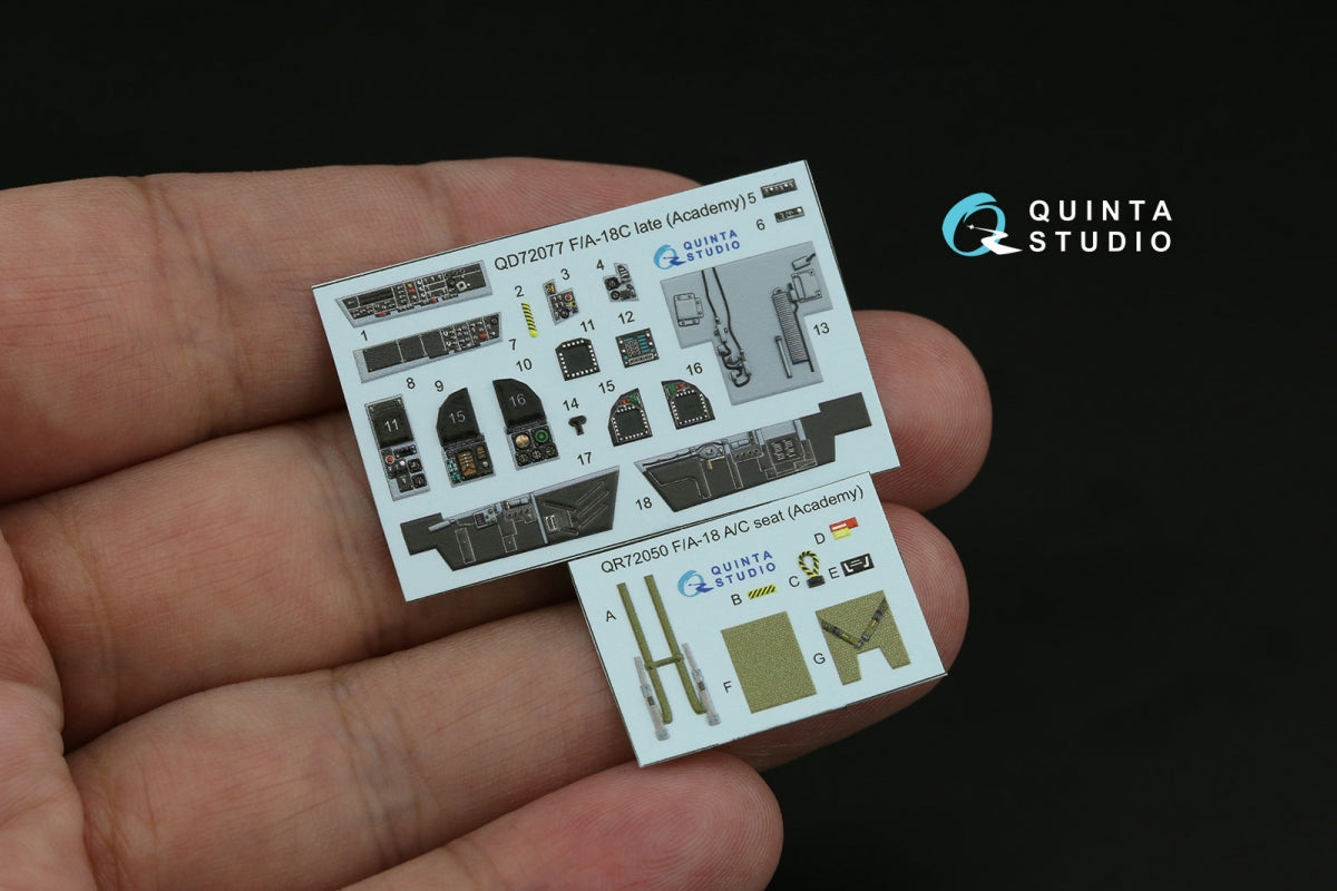 Quinta Studio QD72077 F/A-18C late 3D-Printed &amp;amp; coloured Interior on decal paper (Academy) 1/72 – imagen 2