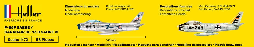 Heller 56277 F-86F SABRE / CANADAIR CL-13 B SABRE VI - Starter Kit 1/72 – immagine 6