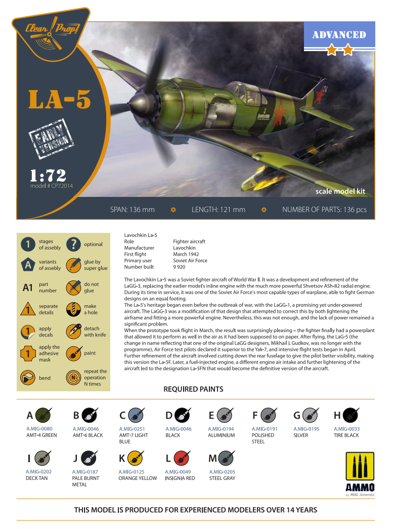 Clear Prop! CP72014 La-5 early version ADVANCED KIT 1/72 – immagine 2