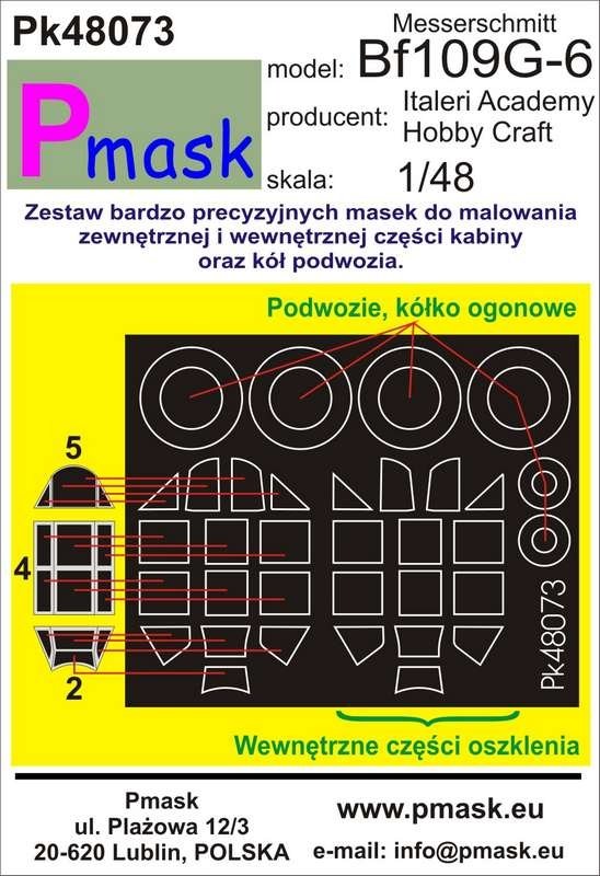 Masque P PK48073 MESSERSCHMITT BF109G-6 (ITALERI/ACADEMY/HOBBY CRAFT) (1/48)