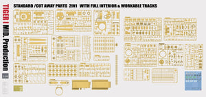 Rye Field Model 5100 TIGER I MID.Production STANDARD/CUT AWAY PARTS 2 IN 1 WITH FULL INTERIOR&amp;amp;WORKABLE TRACKS 1/35 – imagen 6