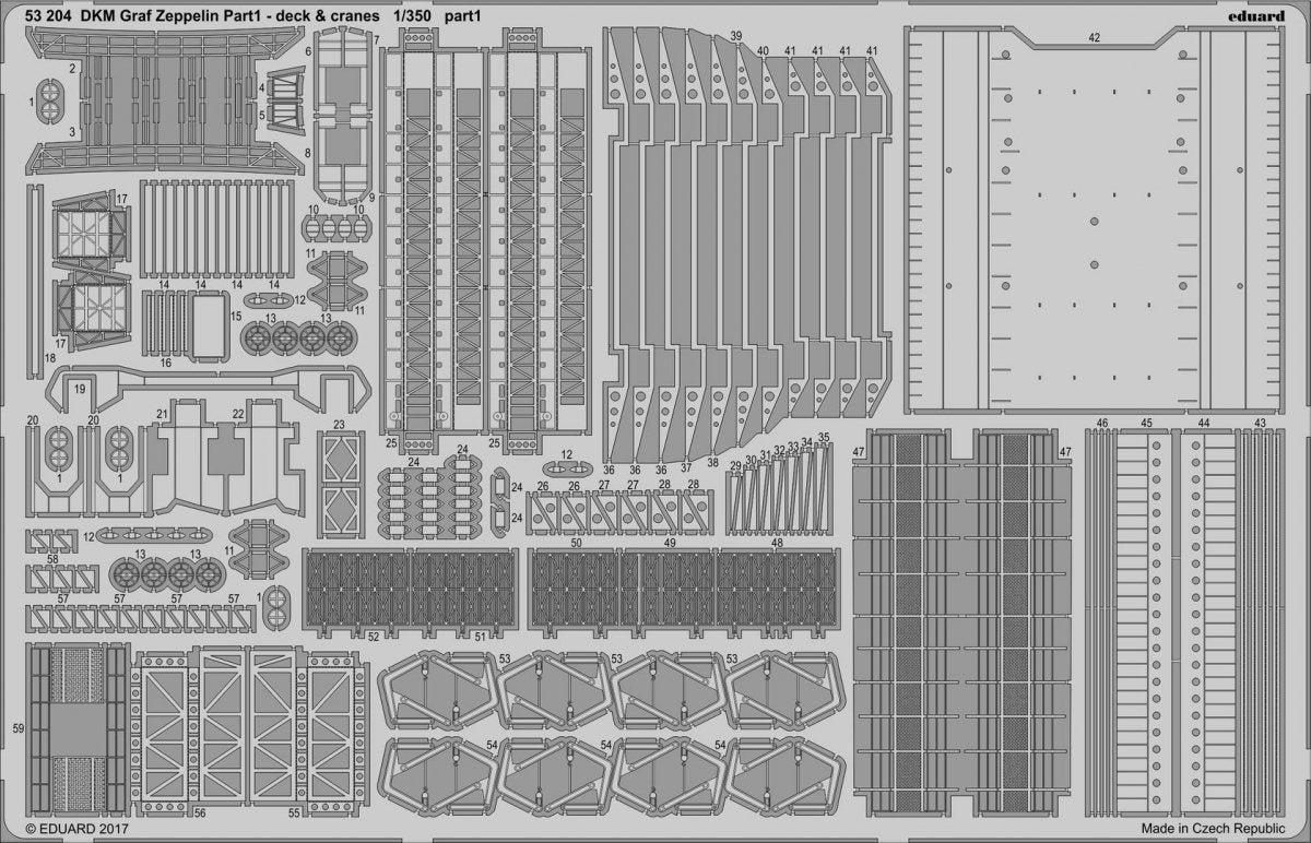 Eduard 53204 DKM Graf Zeppelin pt.1 deck & jeraby TRUMPETER 1/350