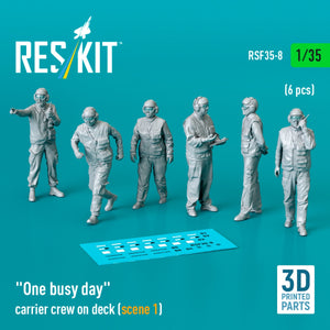 RESKIT RSF35-0008 "One busy day" carrier crew on deck (scene 1) (6 pcs) (3D Printed) 1/35