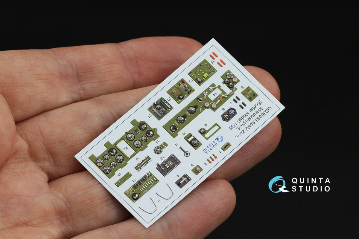 Quinta Studio QD35083 A6M2 Zero (Mitsubishi Prod.) 3D-Printed &amp;amp; coloured Interior on decal paper (Border Model) 1/35 – zdjęcie 3