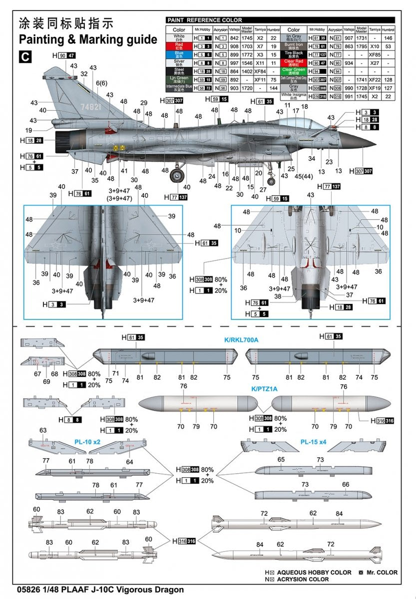 Trumpeter 05826 PLAAF J-10C Vigorous Dragon 1/48 – zdjęcie 6