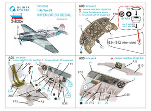 Quinta Studio QD48398 Yak-9T 3D-Printed &amp;amp; coloured Interior on decal paper (Zvezda) 1/48 – imagen 2