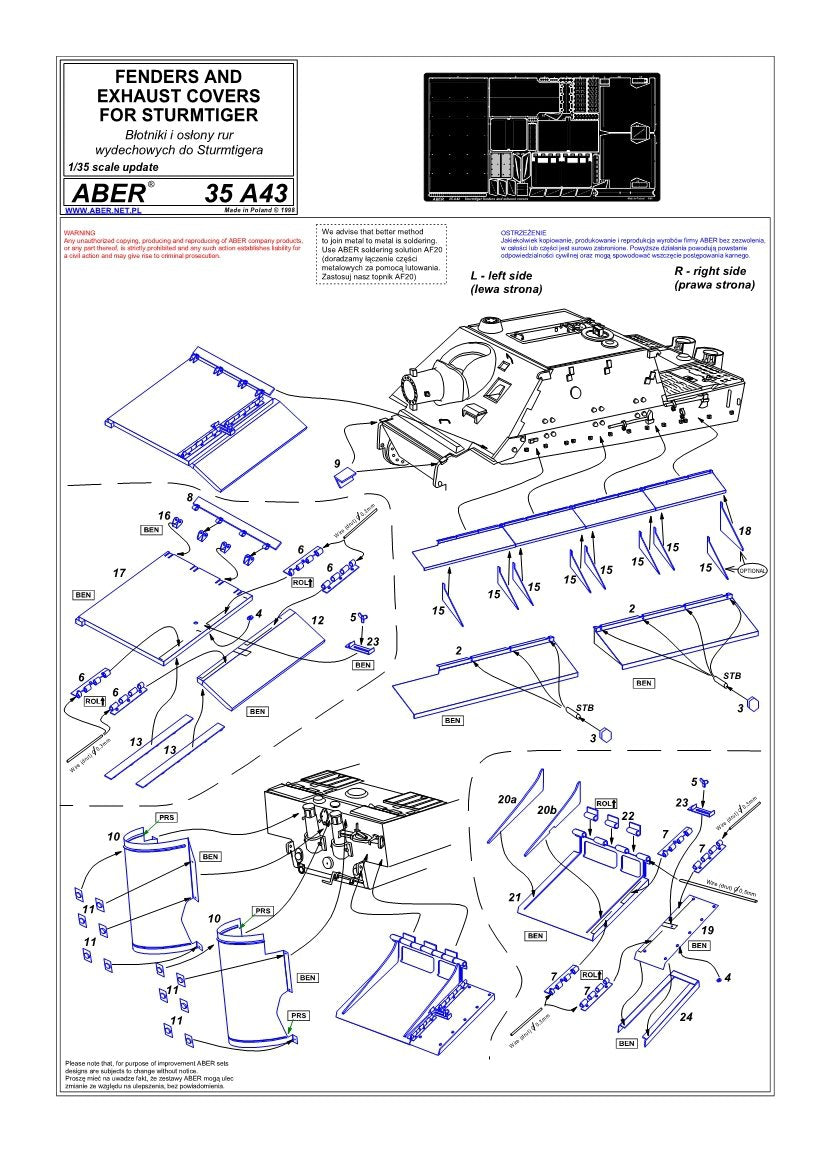 Aber 35A043 Garde-boue pour Sturmtiger (1/35) – image 4