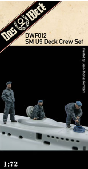 Das Werk DWF012 SM U9 Deck Crew Set comprend trois figurines en résine pour notre sous-marin (DW72001) à l'échelle 1/72.