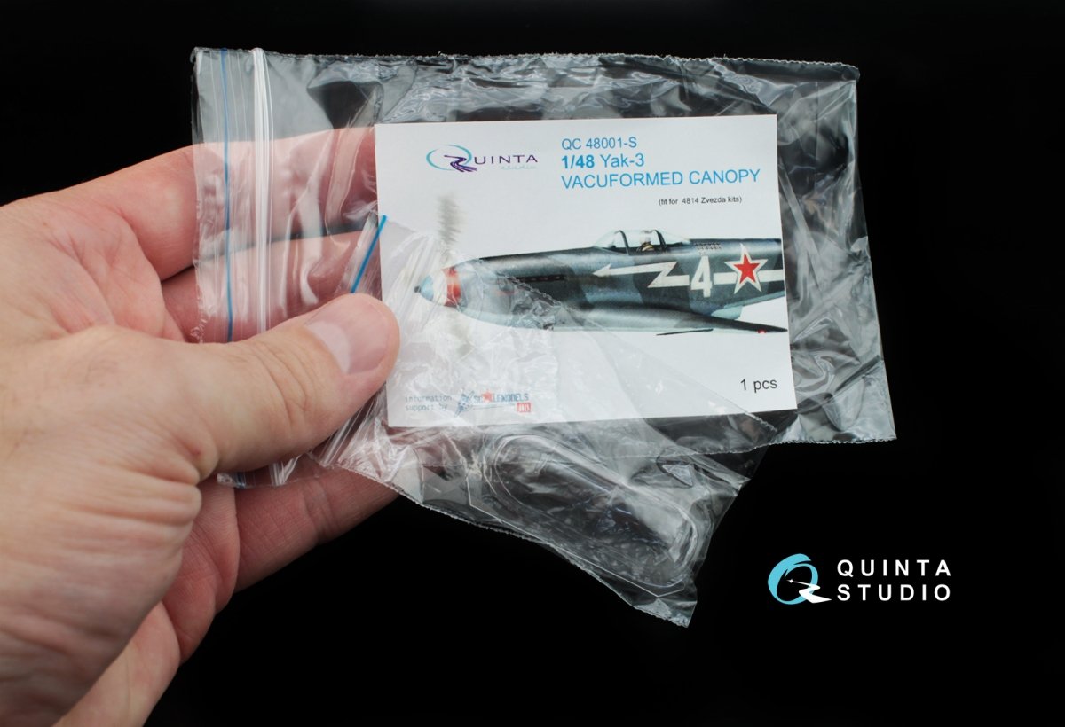 Quinta Studio QC48001-S Yak-3 vacuformed clear canopy 1 pcs (for 4814 Zvezda kit) 1/48 – imagen 2