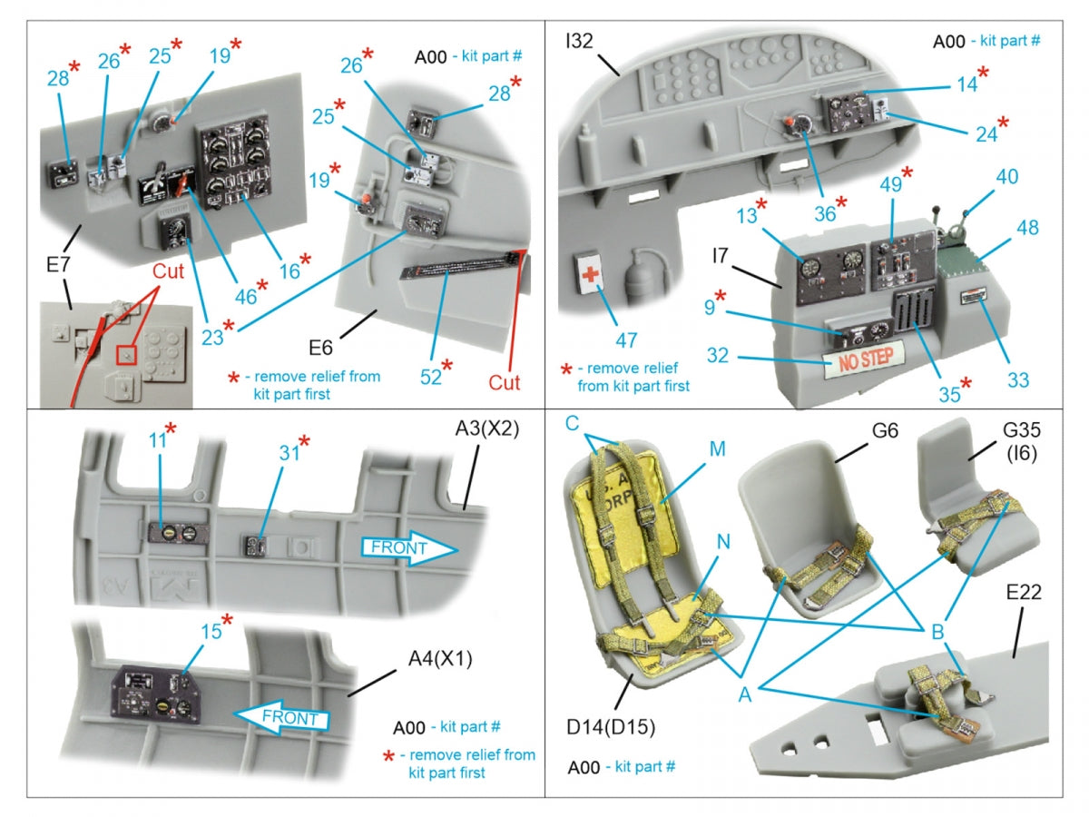 Quinta Studio QDS-48542 Boeing B-17F 3D-Printed &amp;amp; coloured Interior on decal paper (HK models, Eduard) (small version) 1/48 – imagen 4