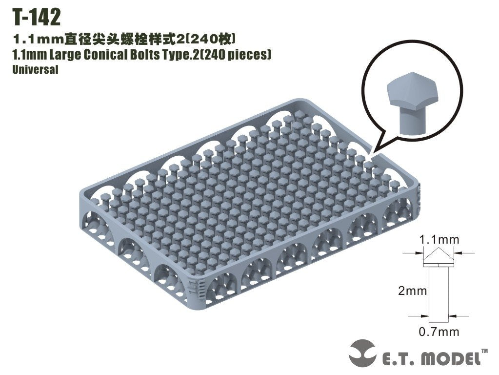 ET Model T-142 1.1mm Large Conical Bolts Type.2 240 pieces