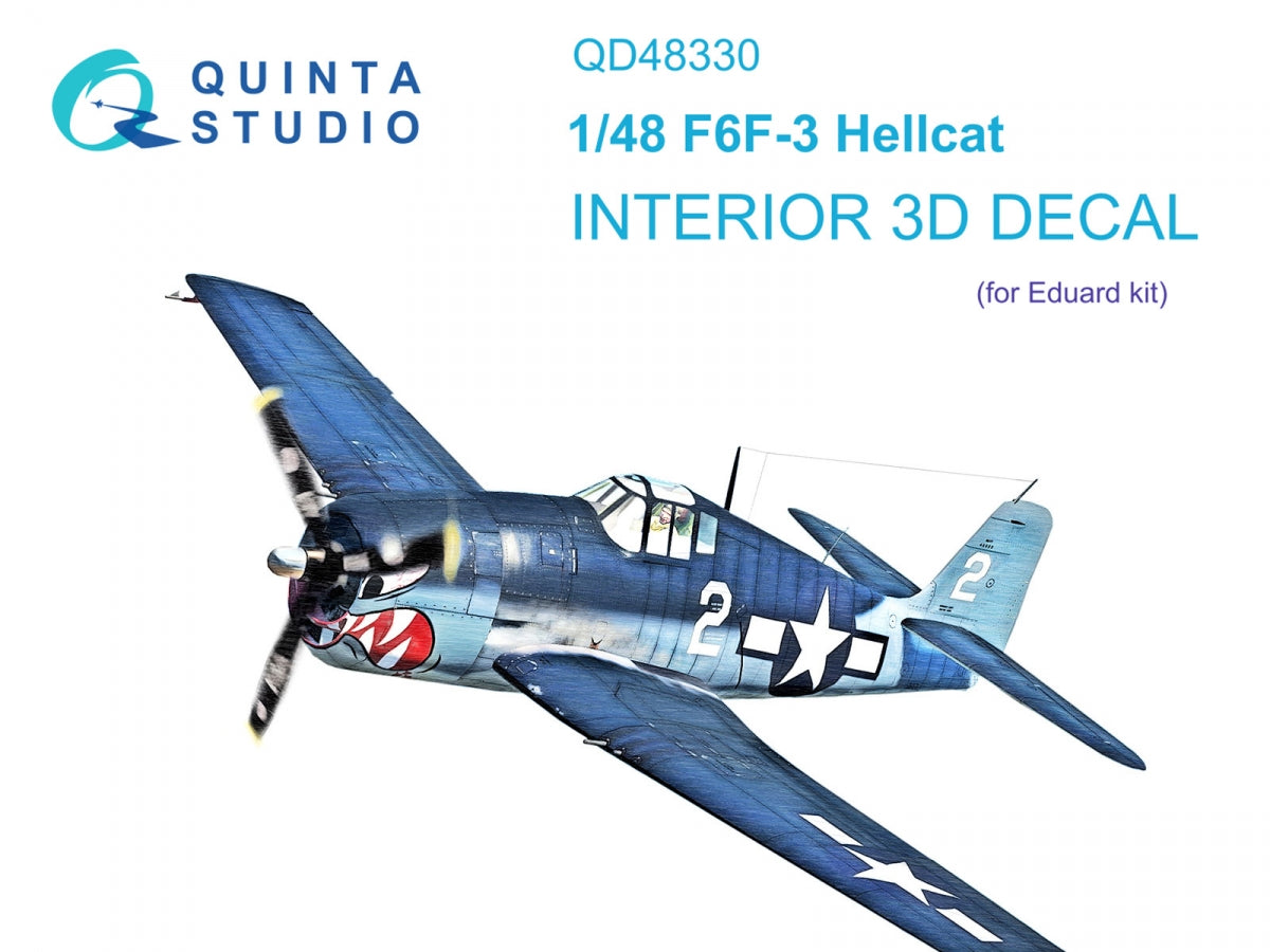 Intérieur imprimé en 3D et coloré sur papier décalcomanie Quinta Studio QD48330 F6F-3 Hellcat (Eduard) 1/48