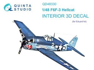 Intérieur imprimé en 3D et coloré sur papier décalcomanie Quinta Studio QD48330 F6F-3 Hellcat (Eduard) 1/48