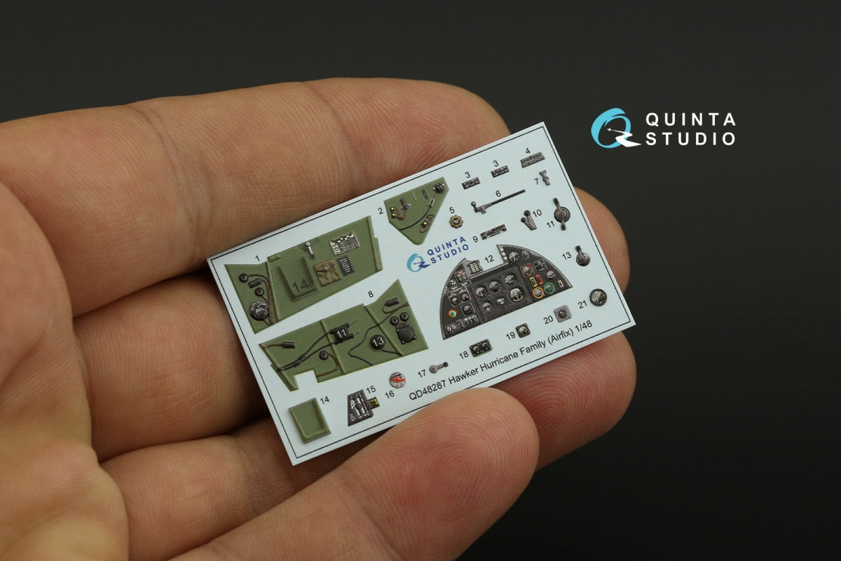 Intérieur imprimé en 3D et coloré sur papier décalcomanie pour la famille Hawker Hurricane (Airfix) - Quinta Studio QD48287 - Échelle 1/48 – image 5