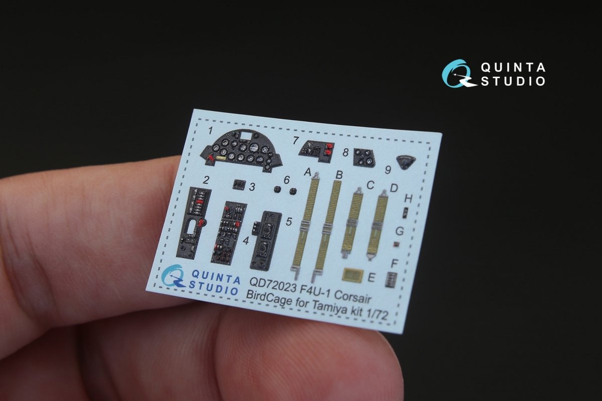Quinta Studio QD72023 F4U-1 Corsair (Bird cage) 3D-Printed &amp;amp; coloured Interior on decal paper (for Tamiya kit) 1/72 – imagen 4