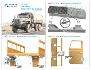 Quinta Studio QD72069 Ural-4320 3D-Printed &amp;amp; colored Interior on decal paper (Zvezda) 1/72 – image 6