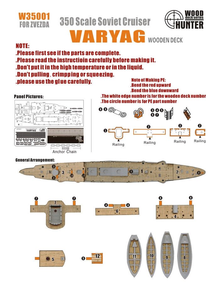 Wood Hunter W35001 Pont en bois Russie impériale Varyag pour Zvezda 1/350