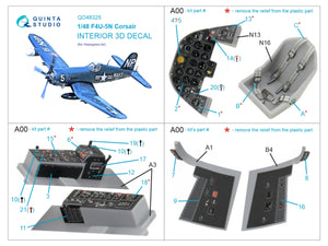 Quinta Studio QD48325 F4U-5N 3D-Printed &amp;amp; coloured Interior on decal paper (Hasegawa) 1/48 – imagen 2