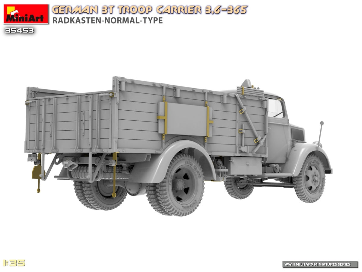 Miniart 35453 German 3t Troop Carrier 3.6-36S Radkasten-Normal-Type 1/35 – immagine 10