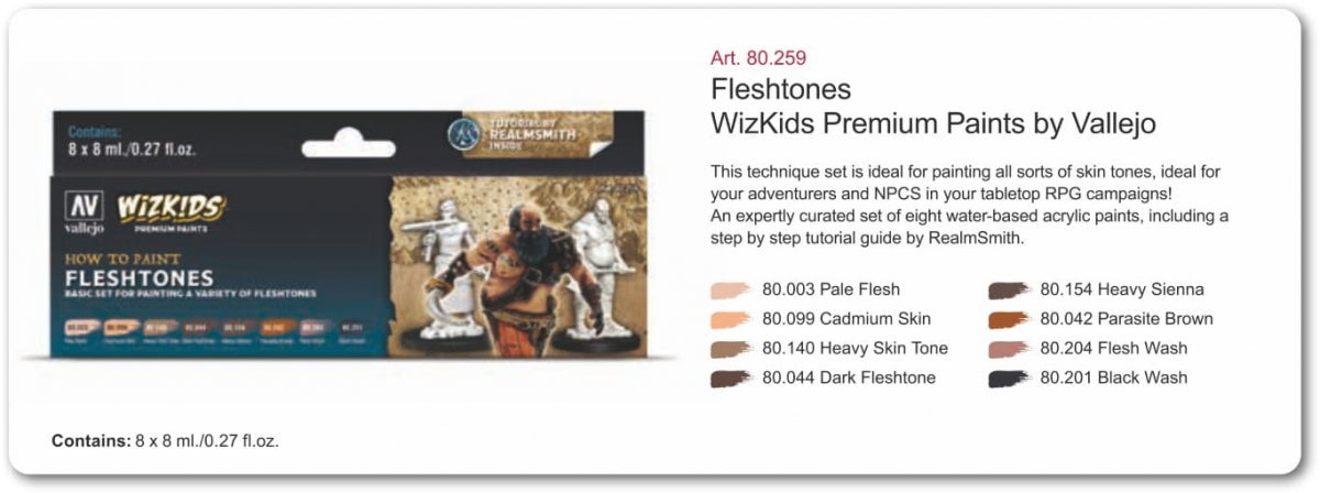 Vallejo 80259 Wizkids Fleshtones Set 8x8ml – image 2