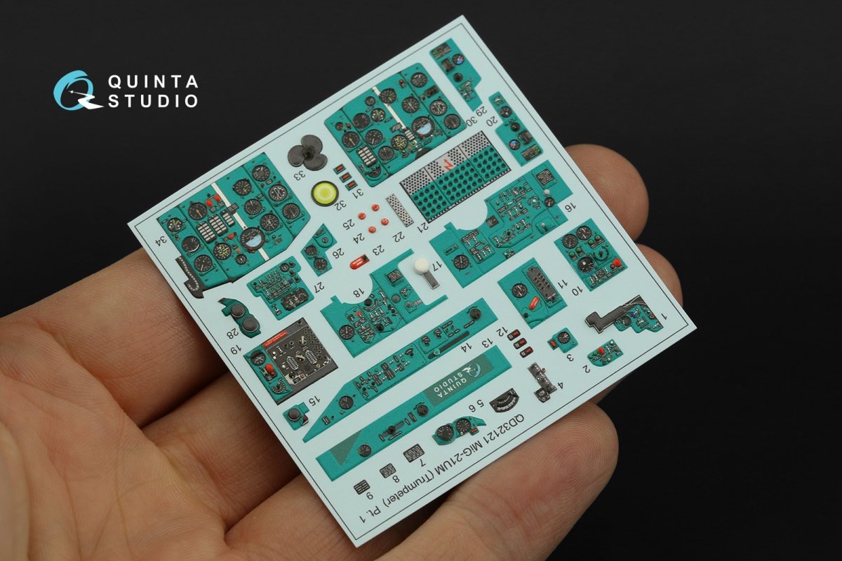 Quinta Studio QD32121 MiG-21UM 3D-Printed &amp;amp; coloured Interior on decal paper (Trumpeter) 1/32 – imagen 8