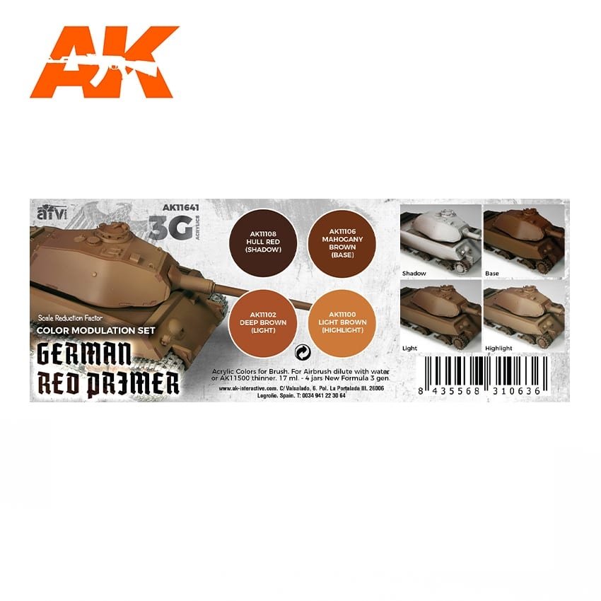 AK Interactive AK11641 GERMAN RED PRIMER MODULATION SET 4x17 ml – immagine 2