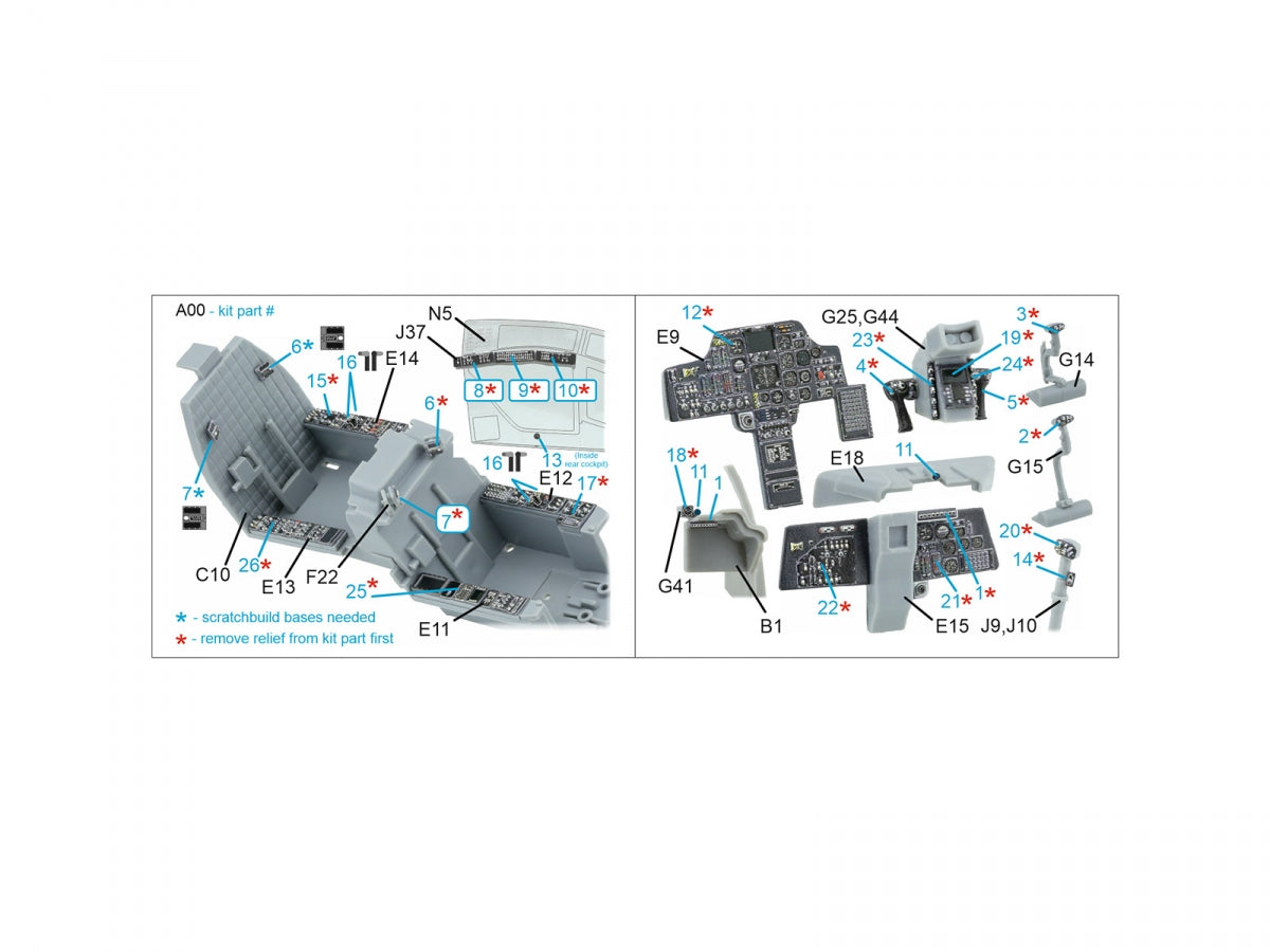 Quinta Studio QDS-48571 AH-64A 3D-Printed &amp;amp; coloured Interior on decal paper (Hasegawa) (small version) 1/48 – immagine 12