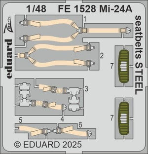 Ceintures de sécurité Eduard FE1528 Mi-24A STEEL TRUMPETER 1/48