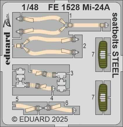 Ceintures de sécurité Eduard FE1528 Mi-24A STEEL TRUMPETER 1/48