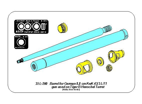 Canon Aber 35L-260 pour canon allemand de 8,8 cm Kw.K 43 (L/71) utilisé sur le Tiger B Henschel-Turm 1/35  – image 2