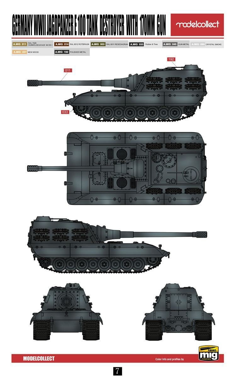 Modelcollect UA72116 Germany WWII Jagdpanzer E-100 Tank Destroyer with 170mm Gun 1/72 – immagine 3