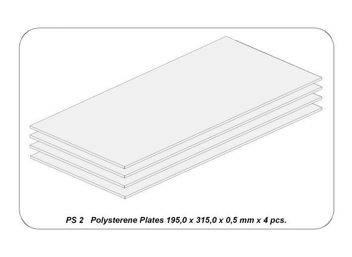 Aber PS-2 White polystyrene plates 195 x 315 x 0.50 mm x 4 pcs. – image 2