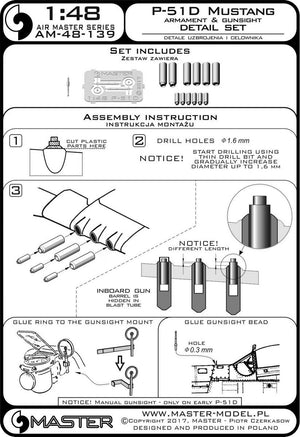 Master AM-48-139 P-51D Mustang Armament &amp;amp; Gunsight detail set 1/48 – imagen 4
