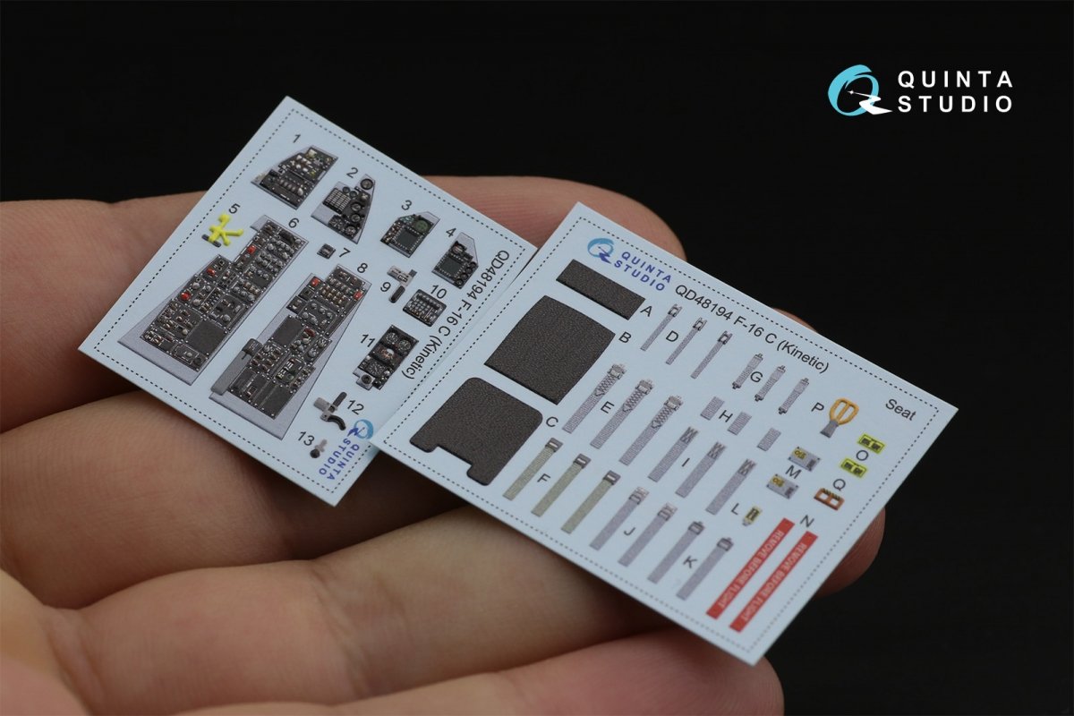 Quinta Studio QD48194 F-16С 3D-Printed &amp;amp; coloured Interior on decal paper (for Kinetic kit) 1/48 – imagen 2