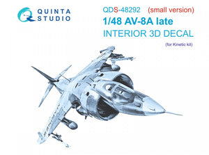 Quinta Studio QDS-48292 AV-8A Late 3D-Printed &amp;amp; coloured Interior on decal paper (Kinetic) (Small version) 1/48