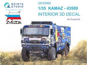 Quinta Studio QD35068 KAMAZ-43509 3D-Printed &amp;amp; coloured Interior on decal paper (Zvezda) 1/35