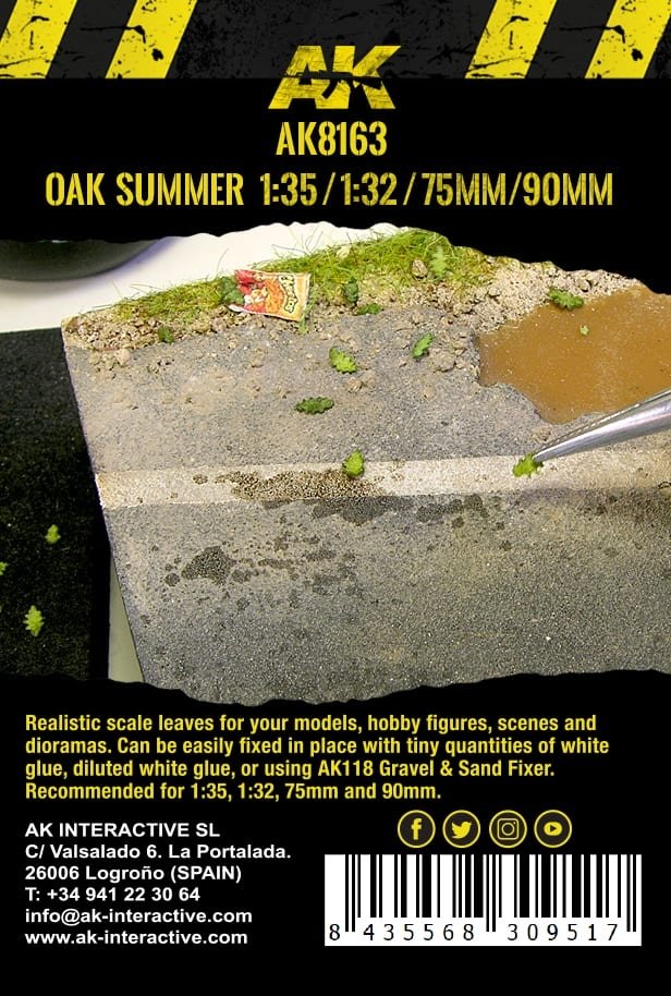 AK Interactive AK8163 OAK SUMMER LEAVES 75MM / 90MM 1/32 1/35 – immagine 3