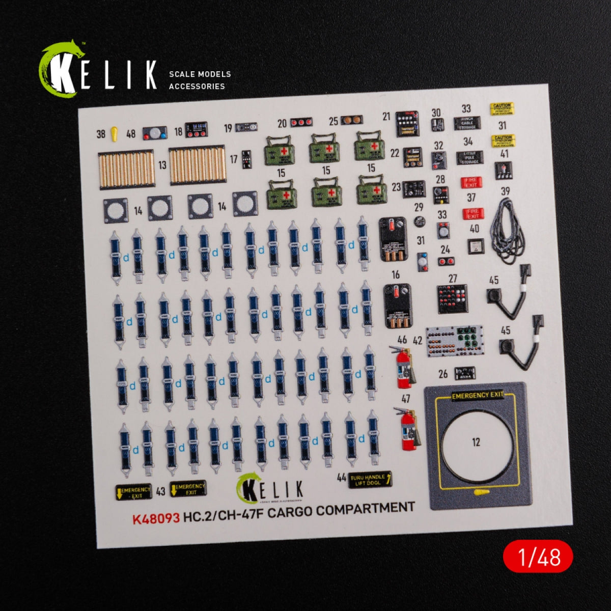 KELIK K48093 CH-47F interior 3D decals for Italeri kit 1/48 – Bild 2