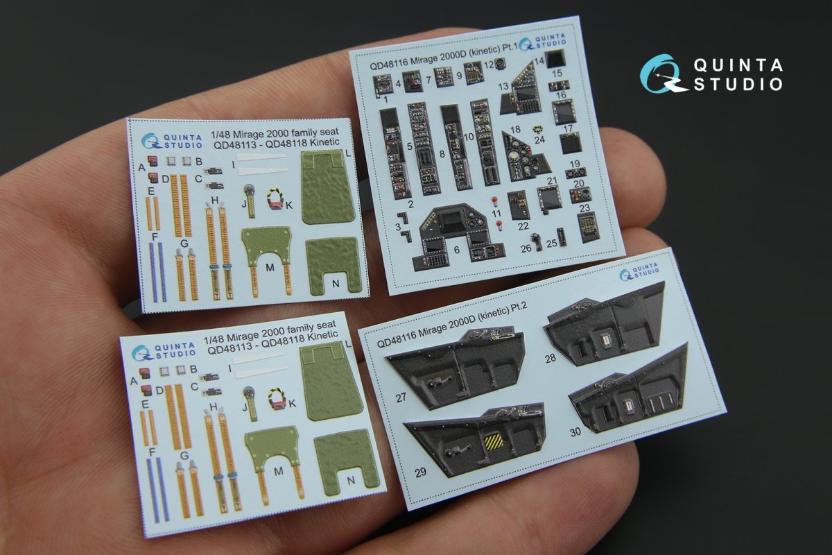 Quinta Studio QD48116 Mirage 2000D 3D-Printed &amp;amp; coloured Interior on decal paper (for Kinetic kit) 1/48 – immagine 3