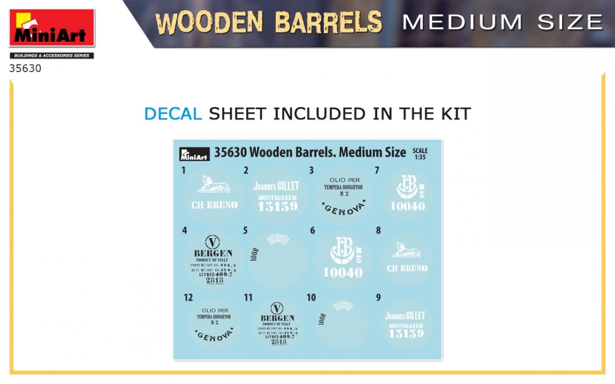 MiniArt 35630 Wooden Barrels. Medium Size 1/35 – imagen 3