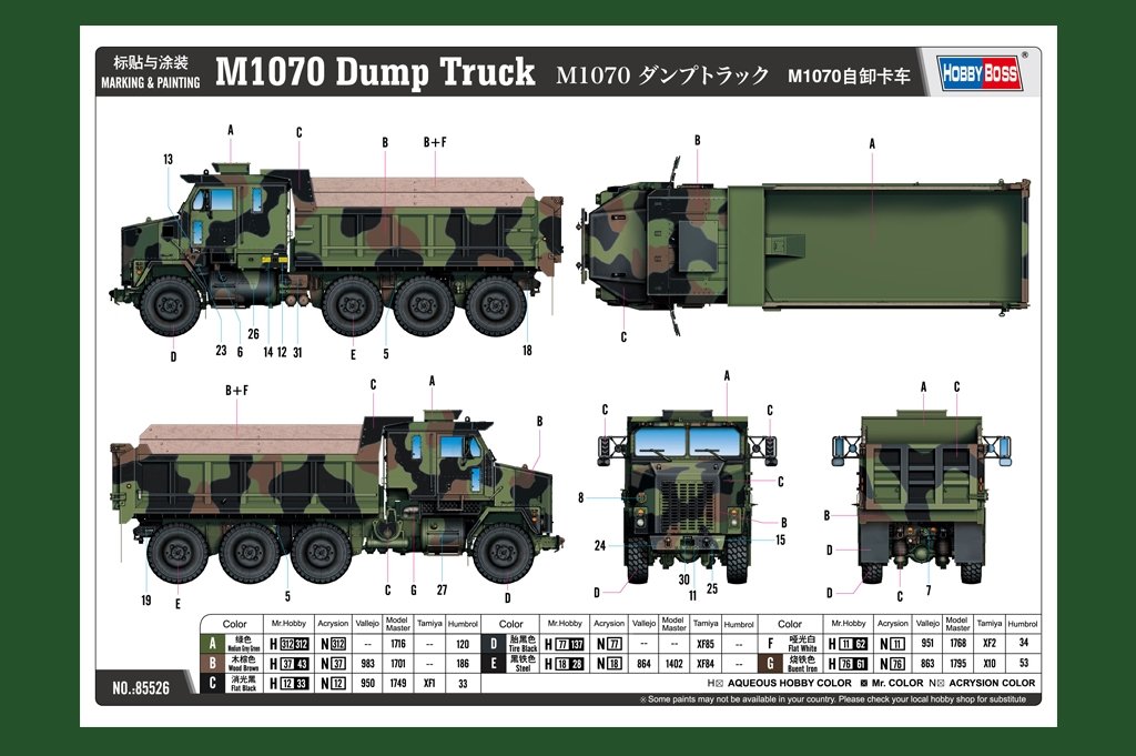 Hobby Boss 85526 M1070 Dump Truck 1/35 – immagine 4