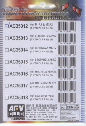 AFV Club AC35012 Sticker Anti Reflection Coating Lens for M1A1/M1A2 Abrams 1/35 – imagen 2