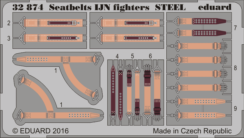 Eduard 32874 Ceintures de sécurité Combattants IJN ACIER 1/32