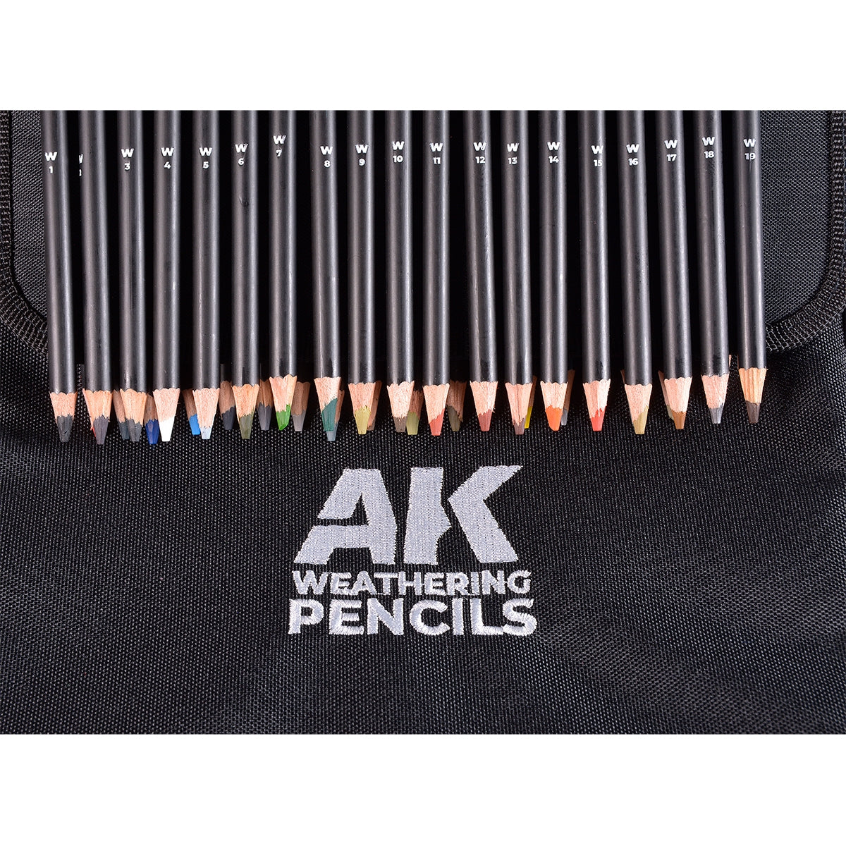 AK Interactive AK110050 WEATHERING PENCILS FULL RANGE CLOTH CASE WITH A ZIPPER