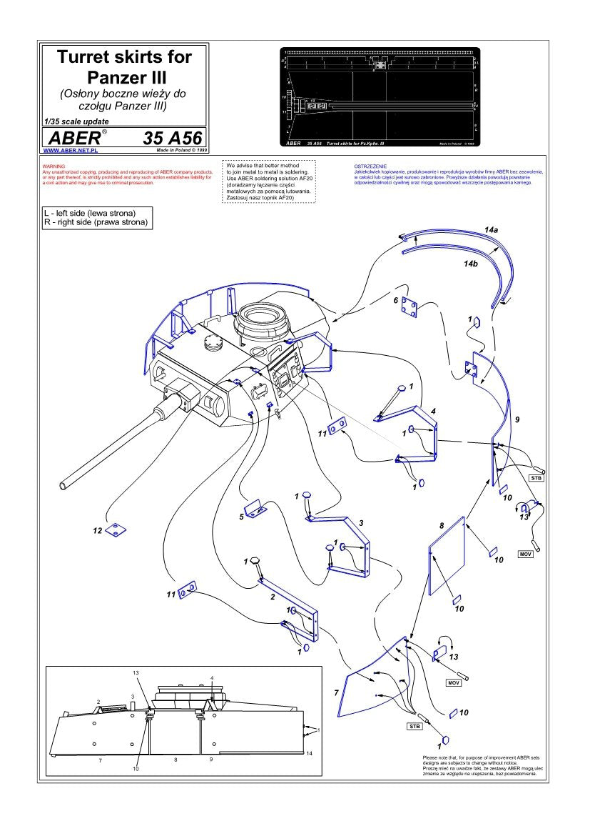 Aber 35A056 Osłony wieży do PzKpfw III 1/35 – immagine 4
