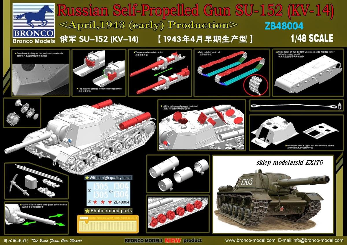 Bronco ZB48004 Russian Self-Propelled Gun SU-152 (KV-14) 1/48 – immagine 2