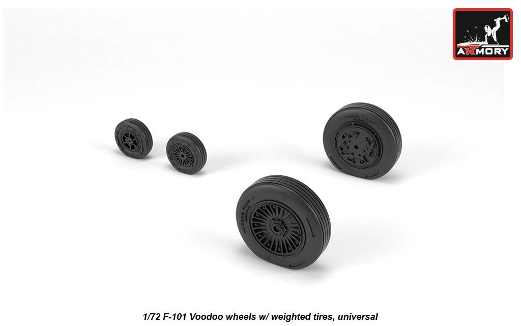 Armory Models AW72321 F-101 Voodoo wheels w/ optional nose wheels &amp;amp; weighted tires 1/72 – immagine 3