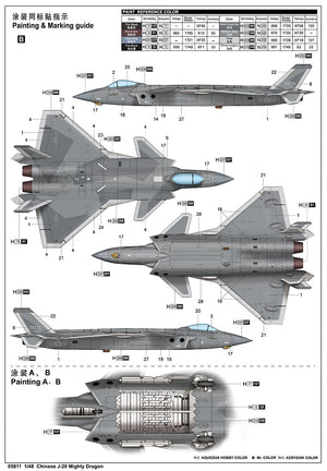 Trumpeter 05811 Chinese J-20 Mighty Dragon 1/48 – immagine 11
