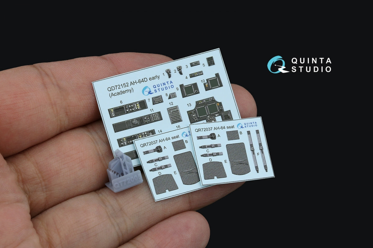Quinta Studio QD+72152 AH-64D early 3D-Printed coloured Interior on decal paper (Academy)(with 3D-printed resin part) 1/72 – imagen 3