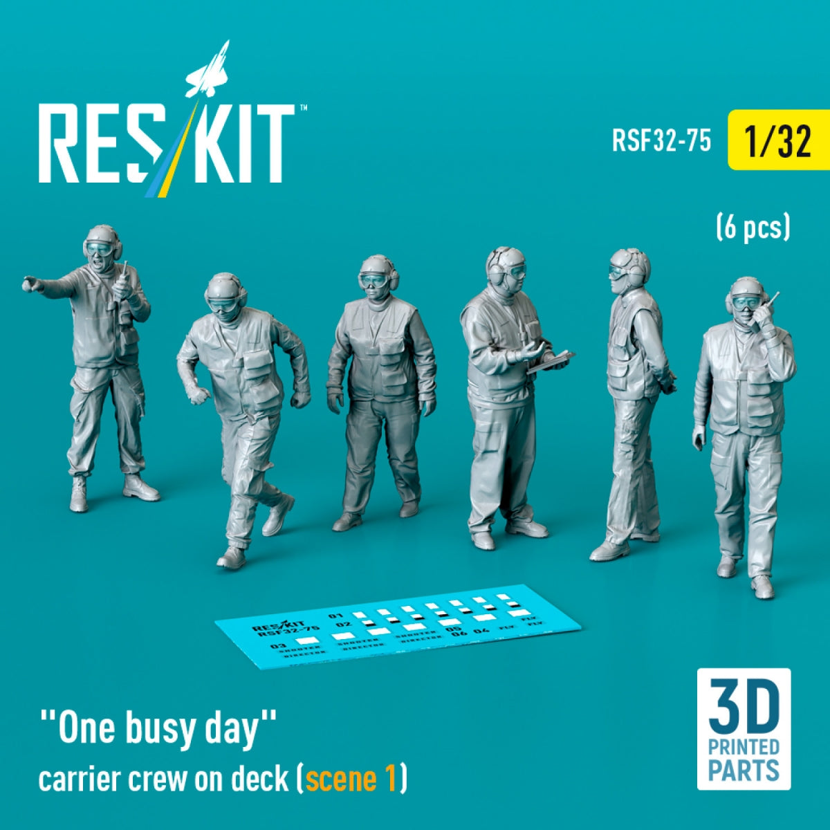 RESKIT RSF32-0075 &amp;quot;One busy day&amp;quot; carrier crew on deck (scene 1) (6 pcs) (3D Printed) 1/32